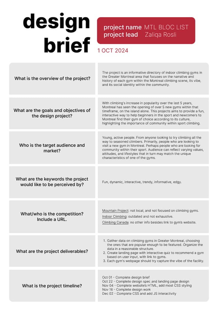 mtl bloc list design brief
