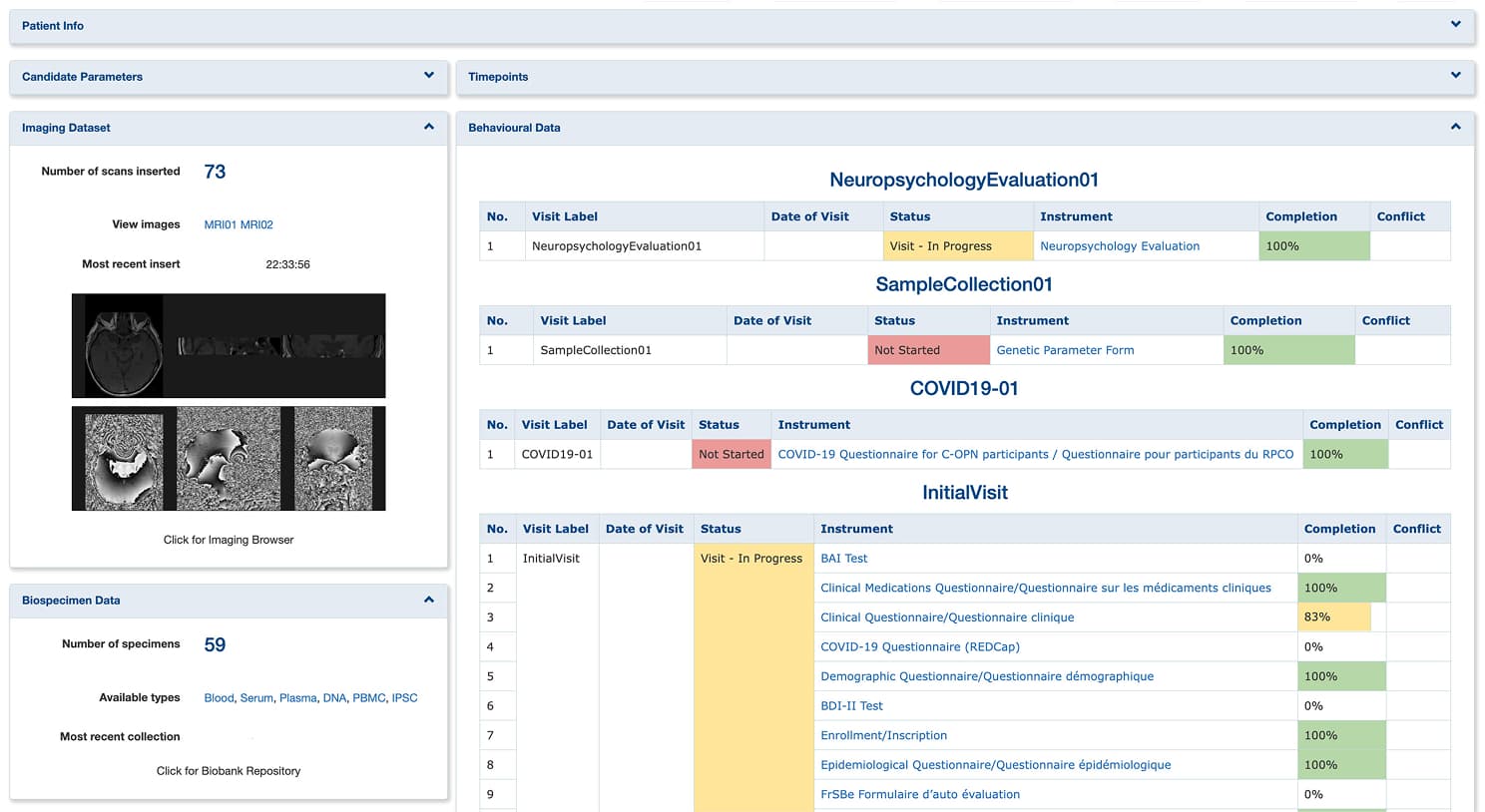 screenshot of patient profile page after changes